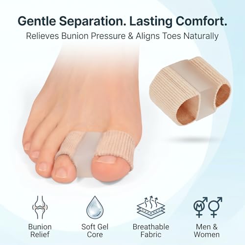 Image of Gel Toe Separators for Bunions(1PCS) - Breathable Fabric Toe Spacers with Gel Lining for Bunion Pain Relief & Hammer Toe Correction - Design for Men & Women (Size S, 1 Pcs)