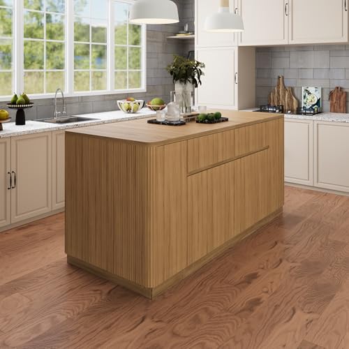 Bobve 74.8" Large Kitchen Island with Storage,Farmhouse Island Table for