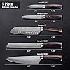 5 Pcs Chefs Kitchen Sharp Knife Set - Japanese Professional Cooking Cutting Knives for Meat Vegetable Bread and Paring, High Carbon Stainless Steel Santoku