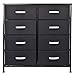 8Drawers Extra Wide Fabric Storage Organizer Clothes Drawer Double Dresser with Sturdy Steel Frame, Wooden Tabletop, Easy Pull Fabric Bins Organizer Unit for Bedroom Hallway Entryway Closet-Black