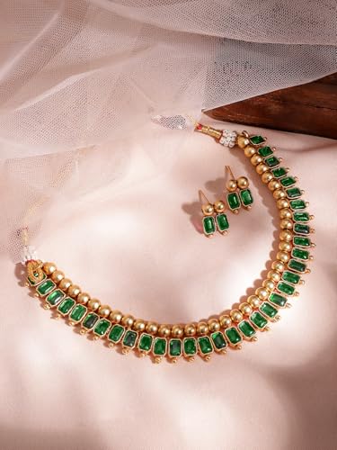 Image of Rubans Necklace Set Gold Plated Traditional Stylish Jewellery Gift for Women & Girls