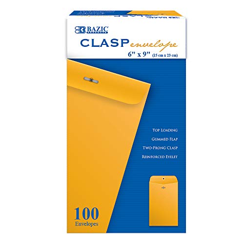 BAZIC CLASP ENVELOPE 6 X 9 GUMMED SEAL EYELET CLOSURE  ũƮ  īŻα Ȩ ǽ б  (100  ) 1