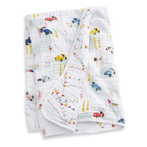 Image of aden + anais Essentials Cotton Muslin Dream Blanket, Perfect for Babies, Infants and Toddlers, Crib Blanket, Nursery Essential, Vintage Car Rally