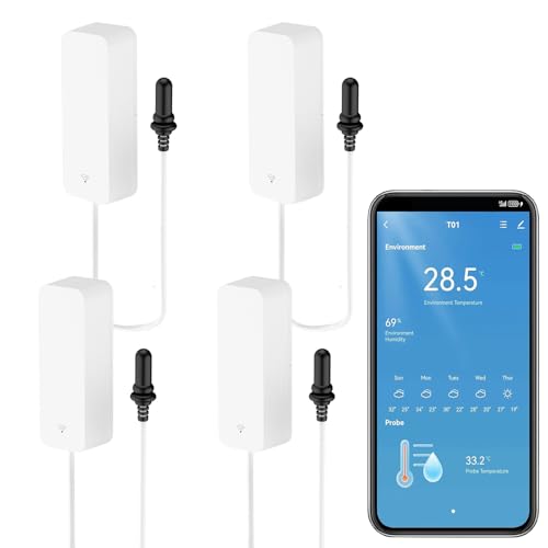 スマート温度計 湿度計 プローブ付き WiFi水槽温度湿度計 アプリリモコン付き 屋内冷蔵庫温度計センサー データ保存&エクスポート Alexa対応 3PCS