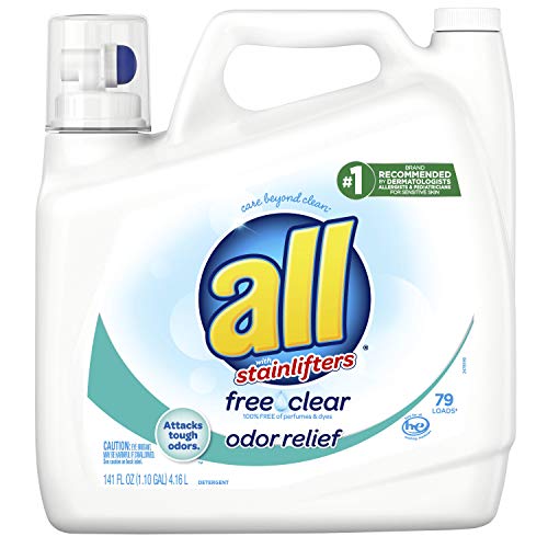 all Liquid Laundry Detergent, Free Clear for Sensitive Skin with Odor Relief, 141 Fluid Ounces, 79 Loads