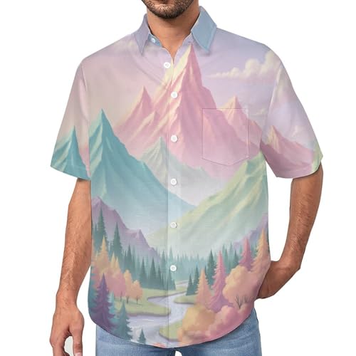 Camisa hawaiana de verano para hombre con estampado de paisaje fantástico
