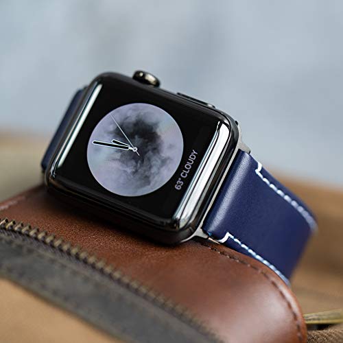 Image of BARTON WATCH BANDS - Top Grain Leather Watch Bands Compatible with Apple Watch Models - 1, 2, 3, 4, 5, 6, 7, 8, 9, 10, SE, Ultra & Ultra 2