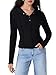 CIDER Women's Knit Hoodie Long Sleeve Crop Sweater Button Down Pullover Ribbed Y2K Going Out Casual Fall Fashion Clothing Black