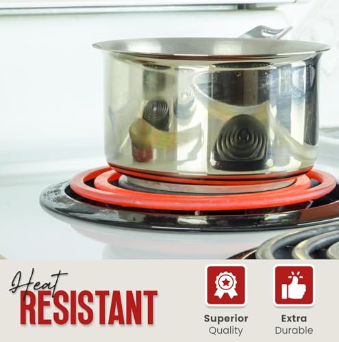 Heavy-Duty Aluminum Electric Stove Burner Covers (50 Pack) - Disposable Round Foil Liners (6 & 8 Inch), Non-Stick Drip Pan Protectors, Stove Top Covers, Great Kitchen Accessory for Easy Cleanup