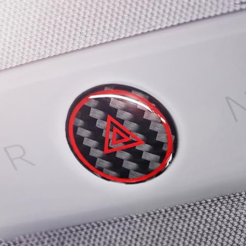 Image of BETTERHUMZ Car Interior Carbon Fiber Sticker Compatible with Tesla Model 3 Highland 2024 2026 Model Y Juniper 2025 Roof Warning Button Trim Reading Light Cover Accessories (Black)