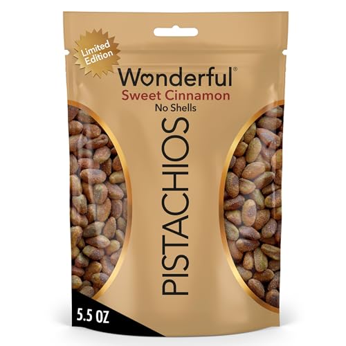 Image of Wonderful Pistachios No Shells, Sweet Cinnamon Flavored Nuts, 5.5 Ounce Resealable Bag, Protein Snacks, Gluten Free, Healthy Vegan Snacks