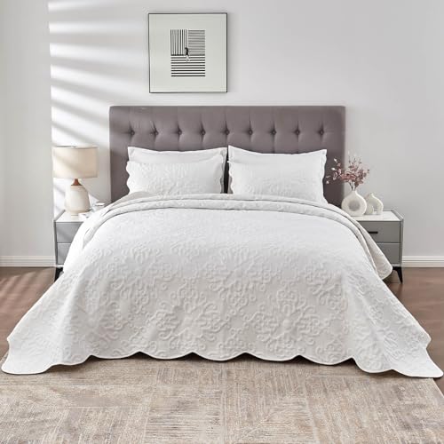 Image of Kingnex Oversized King Bedspreads 128x120 Pure White