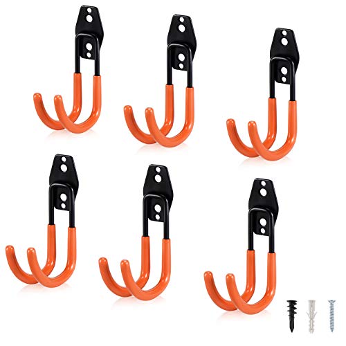Aoben Garage Hooks Heavy Duty, Steel Garage Storage Hooks, Utility Tool Hangers And Combinable Wall Mount Garage Hooks For Organizing Ladders, Bikes, Hoses, And More Equipment (Large J, 6 Pack) #TOP8