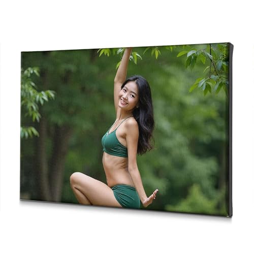 Toile yoga femme vert 40x60 : trouvez le calme avec une déco nature zen