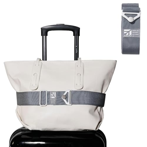 Image of 2-in-1 Adjustable Luggage Strap for Suitcases Carry On Bag Elastic Travel Belt with Alloy Buckle for Luggage Over Handle Add a Bag Hands-Free Airport Travel Trips Accessories Gray