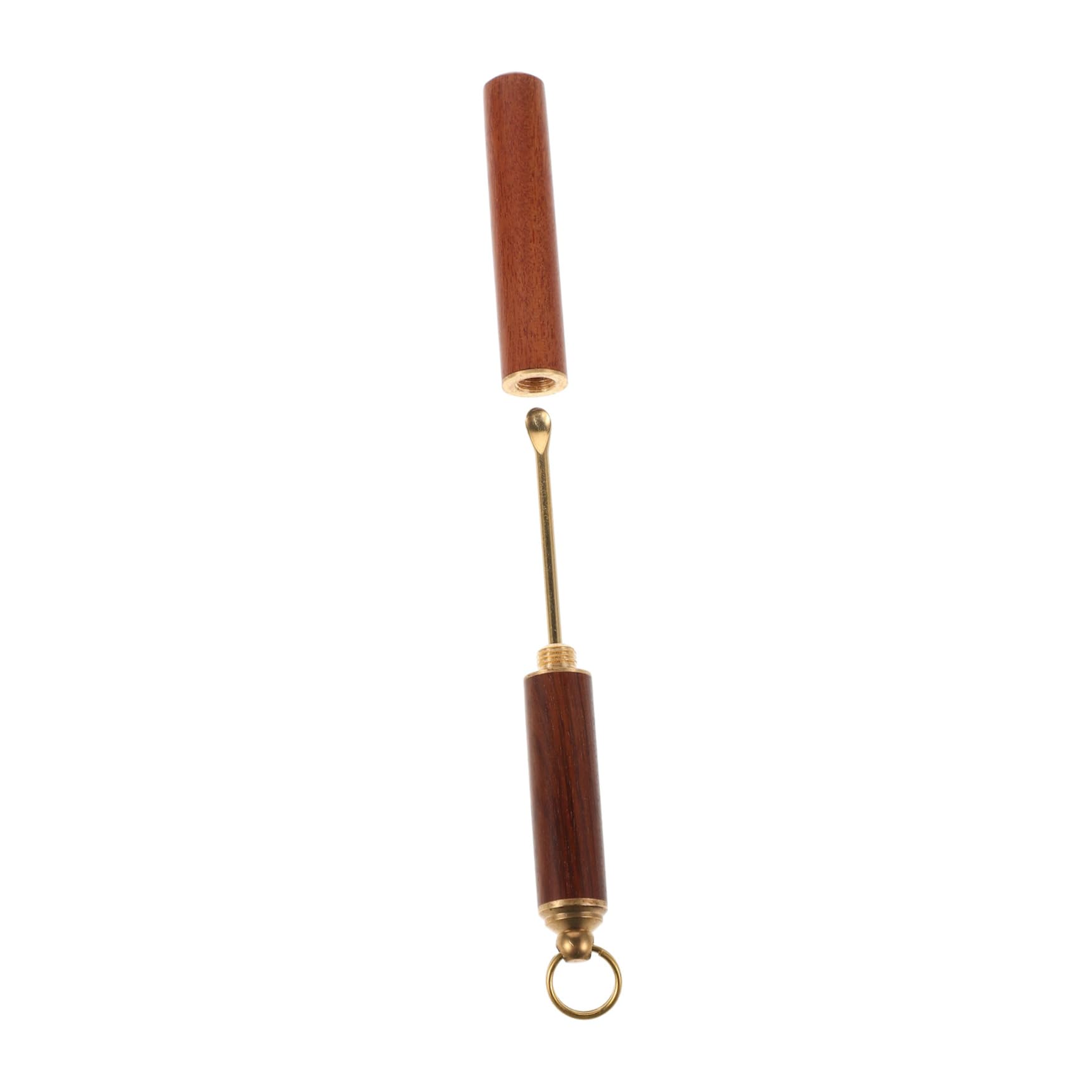 Mikinona Metal Ear Scoop Set Ear Wax Cleaner Retro Wooden Spoon Portable Earwax Removal Tool for Home Office and Travel