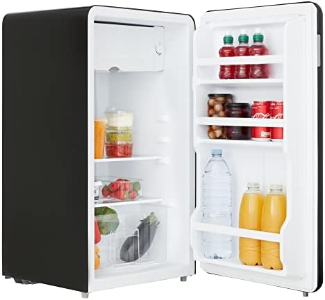 Cookology Retro Freestanding Fridge with Chiller Box, Self Closing Door (93L, Black)