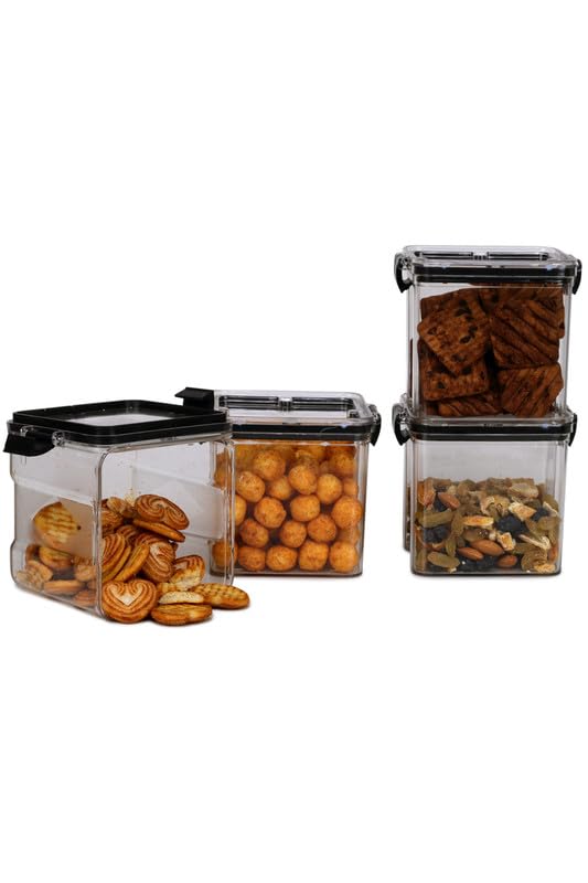 Image of HORNBILLS Seal & Lock Airtight Food Storage Containers Set - 400ml (Pack of 4) | Kitchen Organizing Accessories | Leakproof, BPA Free & Food Grade Material Plastic Boxes For Kitchen & Fridge Organizer
