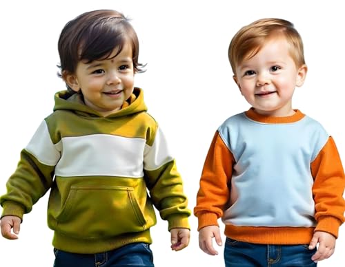 Image of Stylish Kids Sweatshirt Pack of 2 (KL-SW43SKYOR-SW54LMWH)