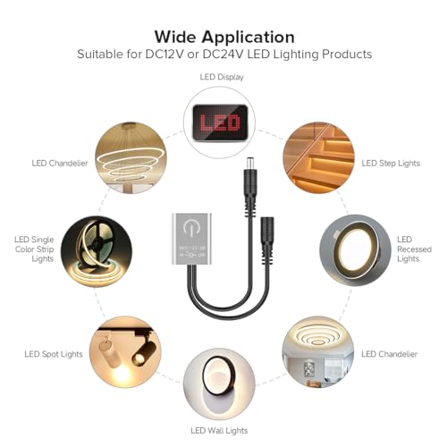 Tira LED COB 5M 3000K DC12V con Dimmer Táctil miniatura 7