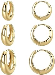 3 Pairs Gold 10mm/12mm/14mm