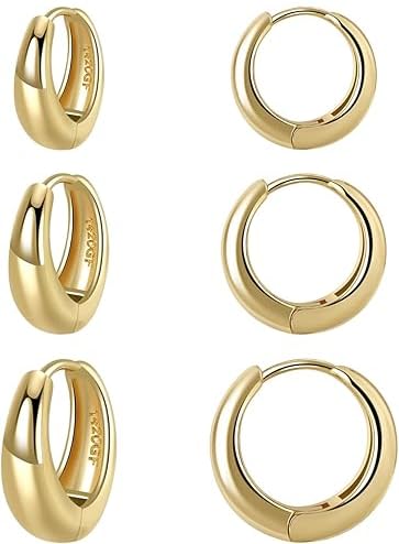 Barcarola 14K Gold Filled 3 Pairs Hoop Earrings for Women Hoop Earring Sets Earrings Lightweight Water Proof Tarnish Resistant
