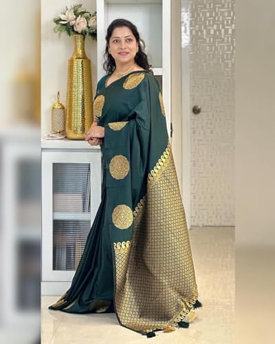 Image of C J Enterprise Women's Pure Soft Silk Saree With Blouse Piece For Wedding