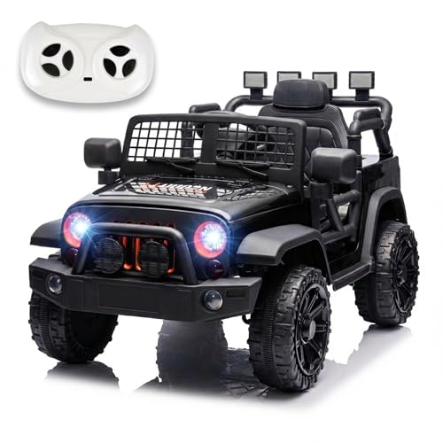 Bluefun 12V Kids Ride on Truck Electric Car, 2 Seater Ride On Car for Kids with Parent Remote Control, 4WD Suspension Electric Vehicles Toys for...