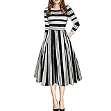 URIBAKY Verano Elegante Casual Vestido Largo Mujer Dot/CelosíA/Estampado Floral De Manga Corta Cuello Alto Definir Cintura Faja Delgado Vestido De Una LíNea