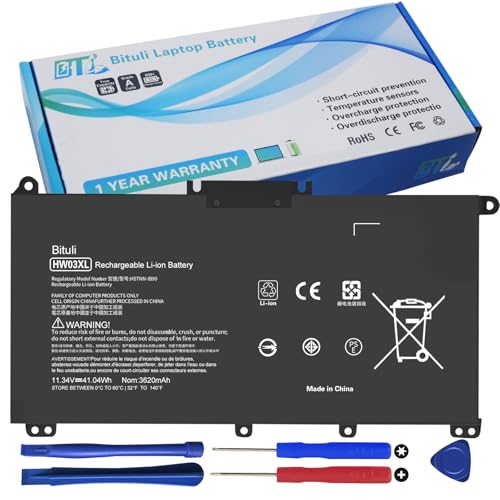 Bituli 41Wh HW03XL L97300-005 Laptop Battery Replacement for HP Pavilion 15-EG 15-eg0xxx 15-eg0073cl 15-eg0070wm 15-EH 17-CN 17-cn0xxx 17-CP 17-cpo700dx Series L96887-421 l97300-005 HW03041xl-pl