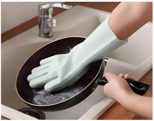 Image of KBS Bottle Cleaning Brush Silicone Long Handle for Water Bottle Containers Vase and Glass Sports Bottle Cleaner for Home and Kitchen Accessories Item (2-BOTTLEBRUSH+2GAPBRUSH+Cleaning Gloves)