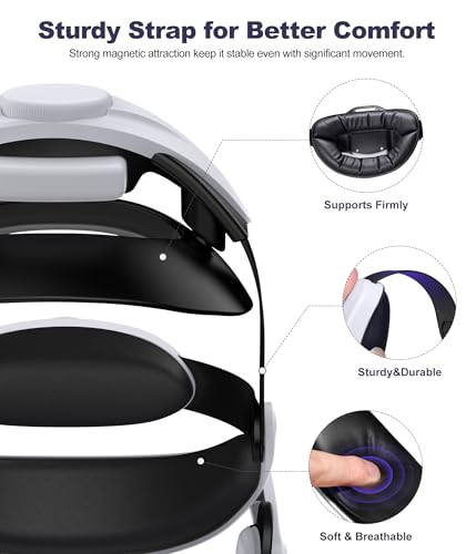 VR Head Strap with 7500mAh LED Display Battery Bank, Compatible With Quest 3S/Quest 3/Quest 2,Adjustable Elite Strap Replacement VR Headset Accessories Head Strap, Lightweight&Support&Reduce Pressure - Image 6