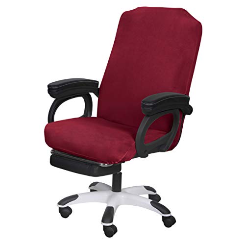 Image of SARAFLORA Office Chair Cover- Large, Burgundy- Removable Computer Chair Cover for Office Chair with Zipper for Universal Rotating Chair Desk Chair Cover High Back Chair Seat Washable Protector for Pet
