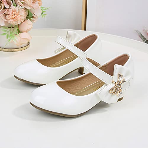 Children's Girl Mary Jane Shoes Low Heel Princess Dance Shoes Bnowknot Flower Wedding Birthday Party Dress Pumps2