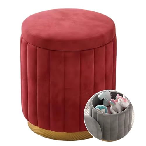 Taburete otomano de terciopelo con tapa