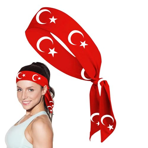 para mujer, juego de bandas para el sudor, diadema con bandera de Turquía, corbata para correr, deportivas disponibles, ajustables con bandera de Turquía para uso en