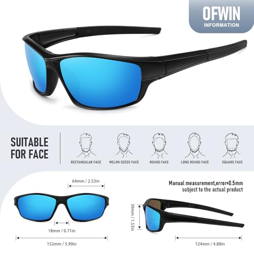 Image of Polarized Sports Sunglasses for Men Women Driving Cycling Fishing Wrap Around Sun Glasses UV400 Protection