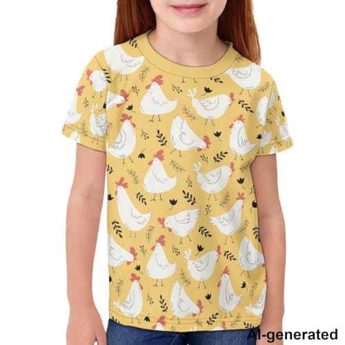 Image of Novelty 3D Graphic T Shirts for Kids Crew Neck Funny Animal Print Short Sleeve Girls Tshirts 3-16 Years