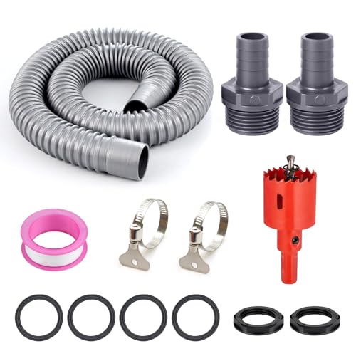 Regentonnen Verbindungsset 32mm Regentonnen Verbinder 1m Verbindungsschlauch Regentonnenverbinder mit Montagezubehör Regentonnendurchführung für Regenfass Wassertanks Zisternen