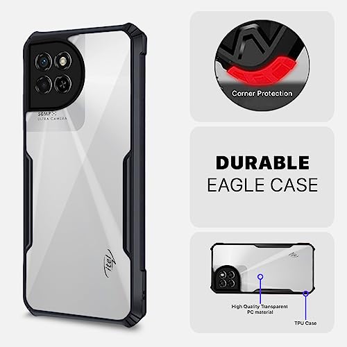 Image of Pikkme ITEL S23 Back Cover | Crystal Clear Transparent Back | Ultra Hybrid | Full Camera Protection | Raised Edge | Bumper Back Case (Black)