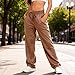 Womens Wide Leg Sweatpants High Waisted Fashion Drawstring Athletic Baggy Pants Casual Workout Solid Coloe Trousers S-2XL Brown