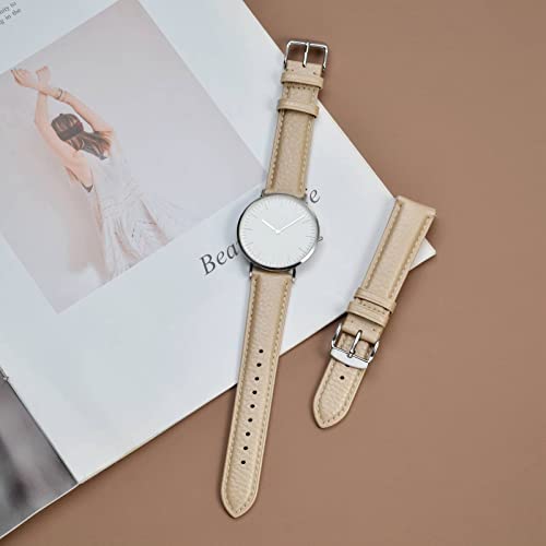 Image of ANNEFIT Watch Band 18mm, Quick Release Textured Padded Leather Straps with Silver Buckle for Men and Women (Gold)
