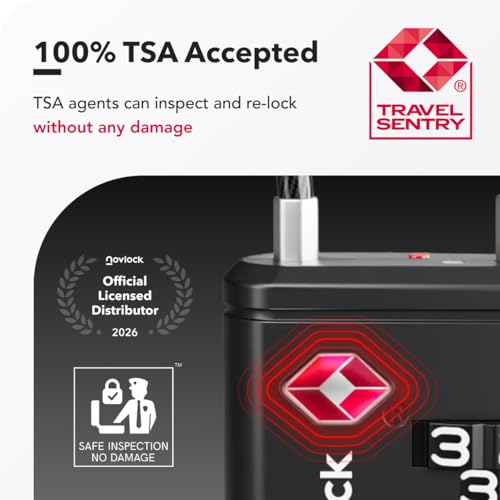 TSA Approved Luggage Locks with Inspection Indicator – Travel Padlocks with Flexible Cable for Suitcases, Backpacks, Carry-On Bags & More – Suitcase Locks, 4-Pack, Black - Image 4