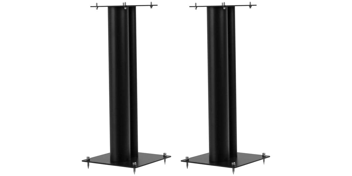 NorStone Stylum 3 Speaker Stands, showing the black finish and dual-column design.