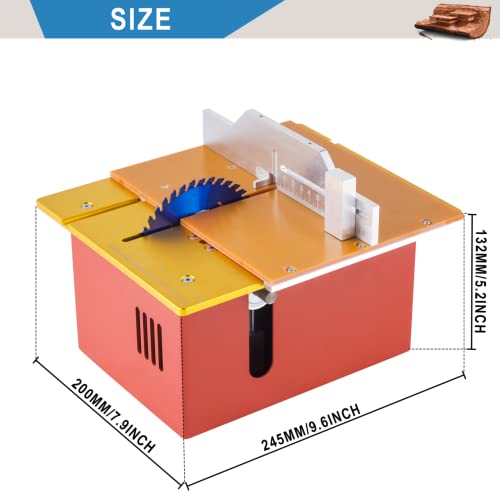 Mini Precision Table Saw 360W, T60 Hobby Table Saws For Small Woodworking Crafts, 1.18 Inch Adjustable Cut Depth, W/Push Table, For Wood Plastic Aluminum Plate Cutting #TOP2