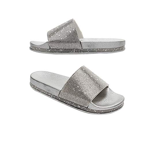 Sandalias de mujer planas con brillantes elegantes calzado de plataforma antideslizante 2