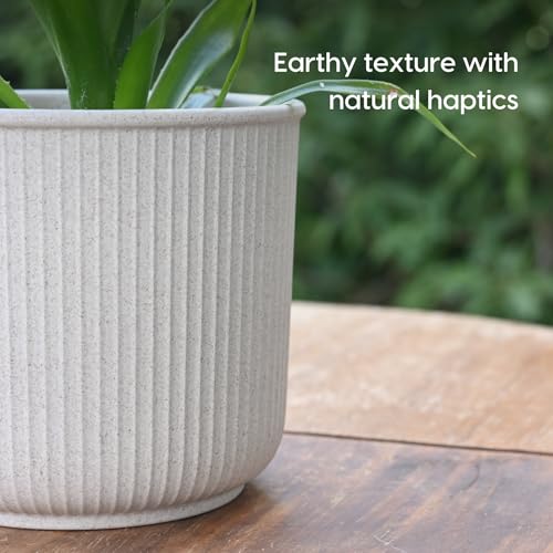 Image of Eha Earth Friendly Statement Pot 4 Inch Pots and Planters with Growmix |Set of 2| Table Top Planters for Gifting |Bamboo Based | Planter for Indoor & Balcony Window Flower Pots| Sand Castle