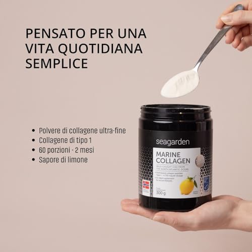 Seagarden Collagene Idrolizzato Marino Puro I dal merluzzo artico norvegese selvatico I Integratore per Capelli, Pelle, Ossa e Articolazioni| in Polvere I Gusto di limone I 300 g - 3