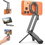 LULULOOK Magnetisch Handy Stativ Aluminium, 360° Drehbar Selfie Stick Stativ für MagSafe mit Custom Einachsig Maglock, Ultraleicht Verstellbar Tripod Stativ für 17/16/15, Samsung/Pixel 10, Grau