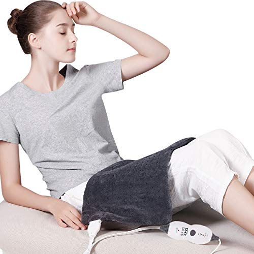 Tech Love XLarge Heating Pad with Fixation Strap for Neck Shoulder and Back Pain Relief XL Moist Heat Pad 12" x 24"Charcoal Gray - Thumbnail 3